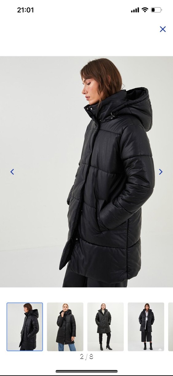 Siyah Deri Kadın Kışlık Mont - Görsel 2