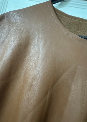 Kahverengi Deri Kolsuz Bluz süveter - Görsel 3