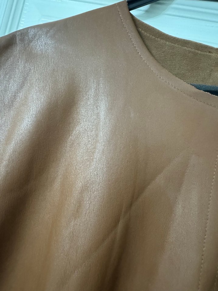 Kahverengi Deri Kolsuz Bluz süveter - Görsel 3