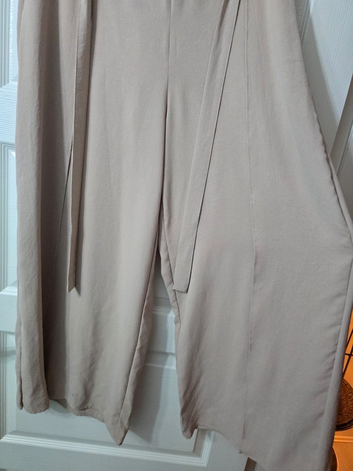 Bej Kadın Keten Salaş Pantolon - Görsel 5