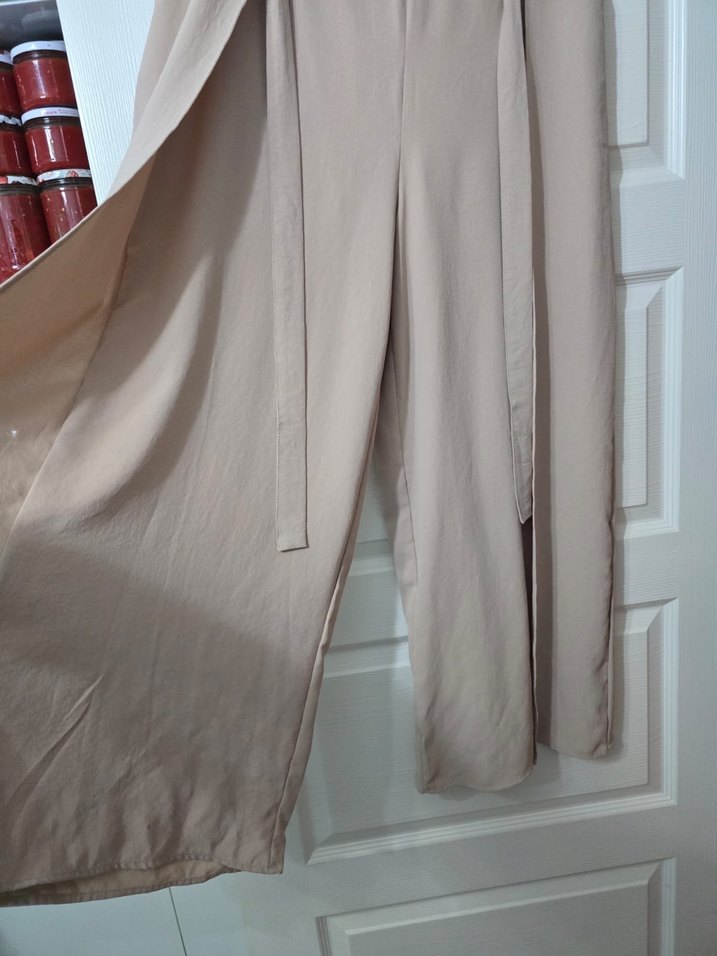 Bej Kadın Keten Salaş Pantolon - Görsel 2