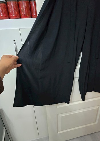 Siyah Kemerli Uzun Kadın Kumaş Pantolon şalvar - Görsel 4