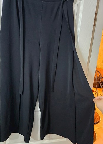 Siyah Kemerli Uzun Kadın Kumaş Pantolon şalvar - Görsel 3