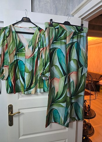 Bohem Desenli Yeşil Kadın Kumaş Pantolon - Görsel 2