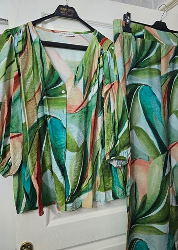 Bohem Desenli Yeşil Kadın Kumaş Pantolon - Görsel 3