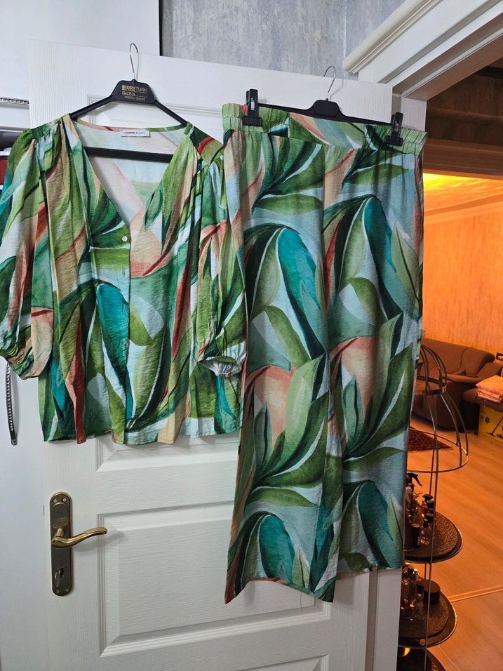 Bohem Desenli Yeşil Kadın Kumaş Pantolon - Görsel 2