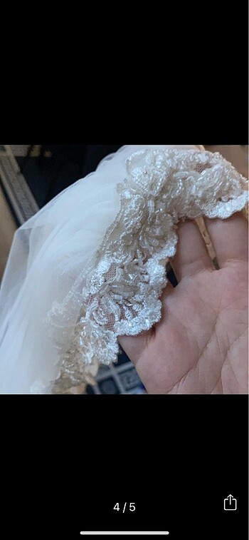 m Beden beyaz Renk Dantel kenar kısa tokalı duvak