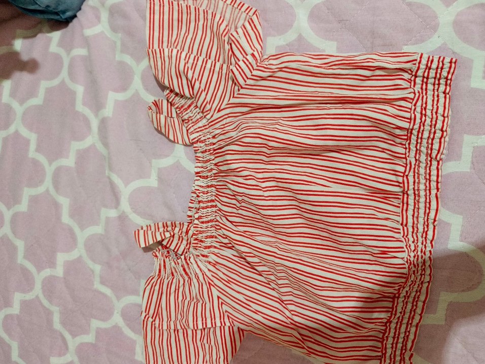 Kız Çocuk Kırmızı Piliseli Omuz Detaylı Bluz - Görsel 2