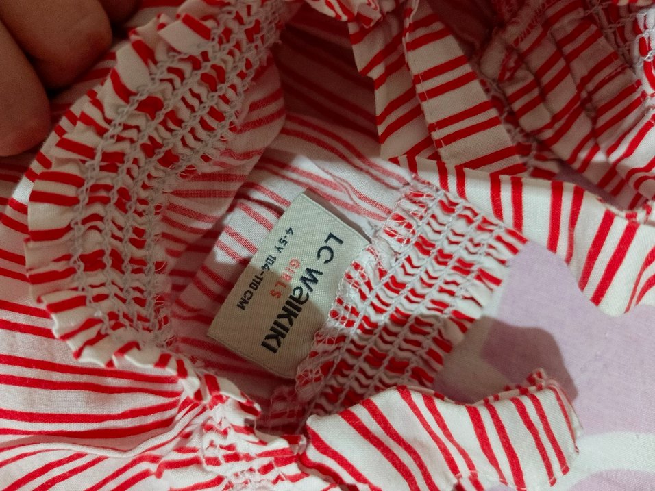 Kız Çocuk Kırmızı Piliseli Omuz Detaylı Bluz - Görsel 3