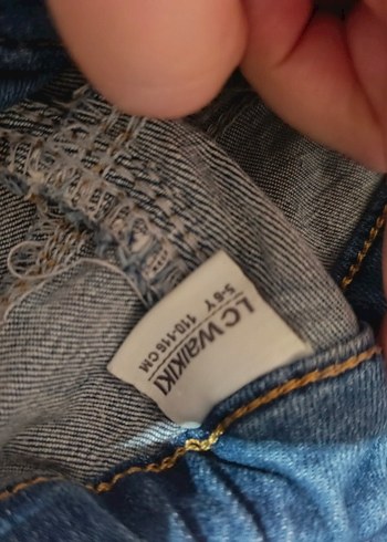 KızÇocuk Pembe Bantlı Slim Fit Denim Pantolon - Görsel 3