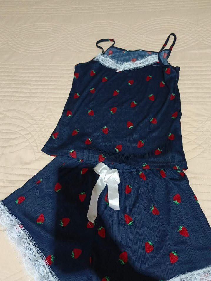 Mavi Desenli Askılı Kadın Şortlu Pijama - Görsel 2