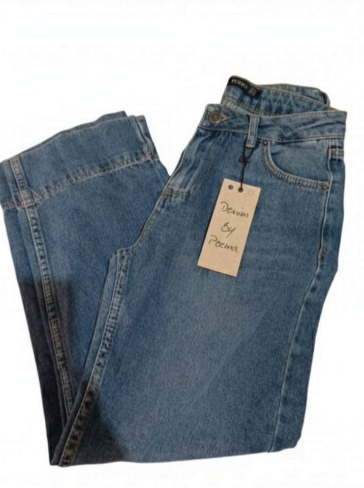 Mavi Rahat Kesim Midi Boy Kadın Kot Pantolon - Görsel 2