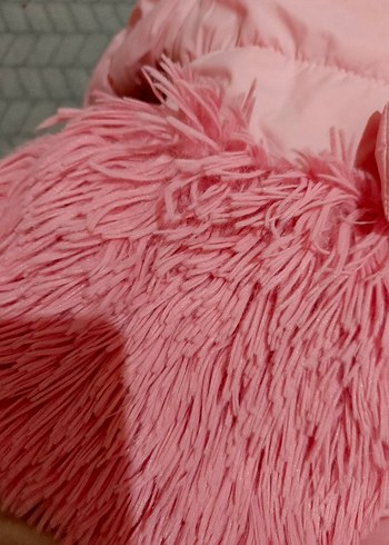 18-24 Ay Beden Kız Çocuk Pembe Kürk Detaylı Mont