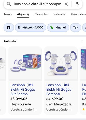  Beden Renk lansinoh Elektrikli Göğüs Pompası Seti