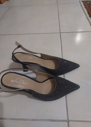 Diğer Siyah Parlak Yılan Desenli Stiletto Abiye Ayakkabı