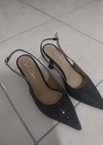 Siyah Parlak Yılan Desenli Stiletto Abiye Ayakkabı