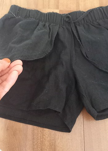 38 Beden Siyah Keten tatillik Mini Şort