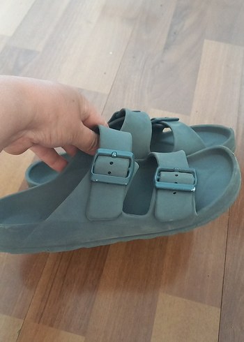 Gri Mavi Erkek Sandalet Çift Tokalı - Görsel 3