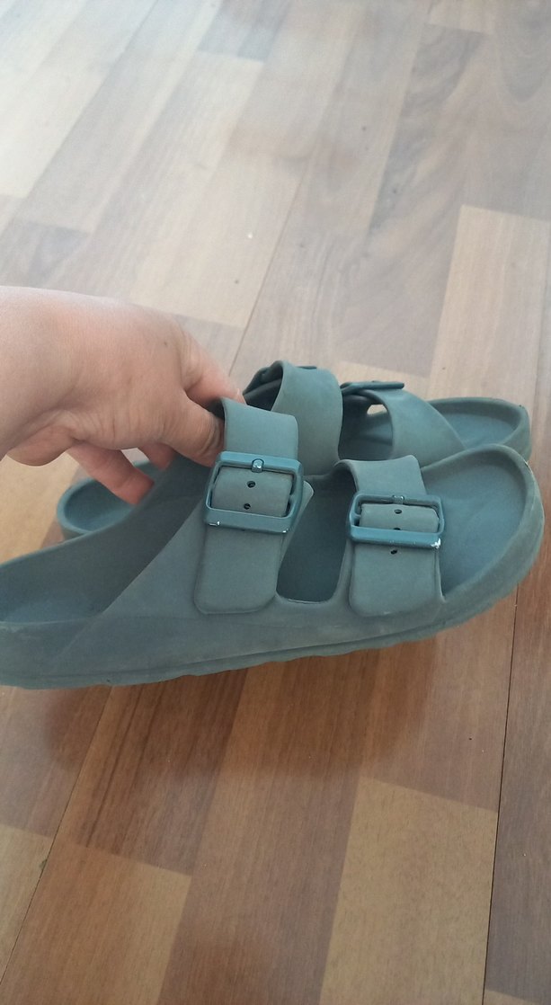 Gri Mavi Erkek Sandalet Çift Tokalı - Görsel 3