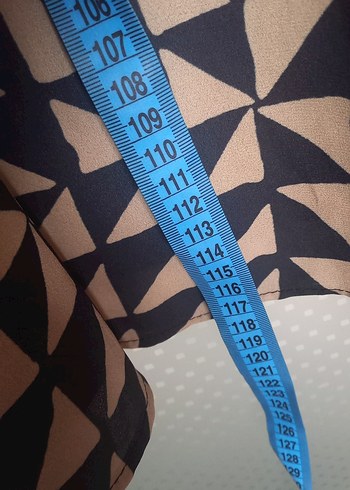 Bej Siyah Desenli Kolsuz elbise - Görsel 5