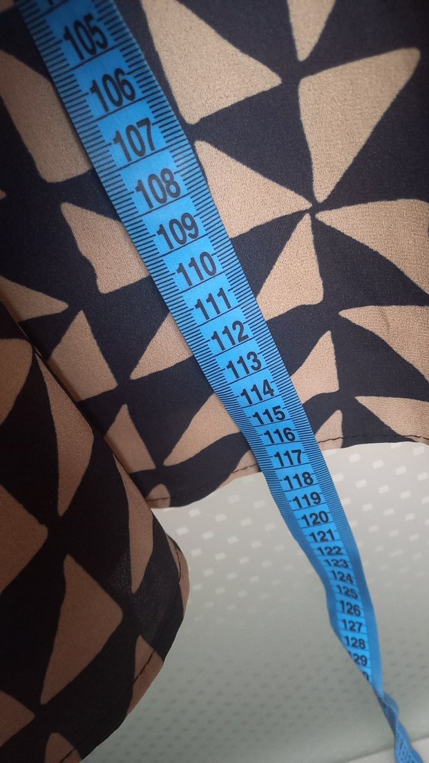 Bej Siyah Desenli Kolsuz elbise - Görsel 5