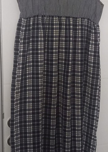 Gri Düğmeli Keten Hamile elbise - Görsel 3