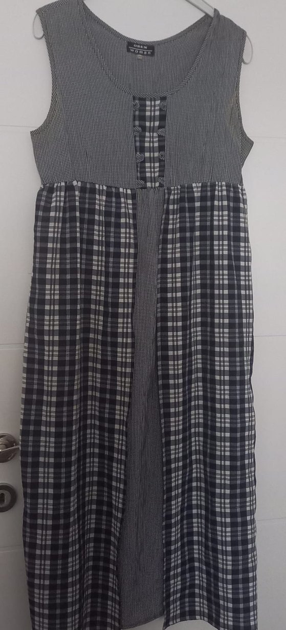 Gri Düğmeli Keten Hamile elbise - Görsel 2