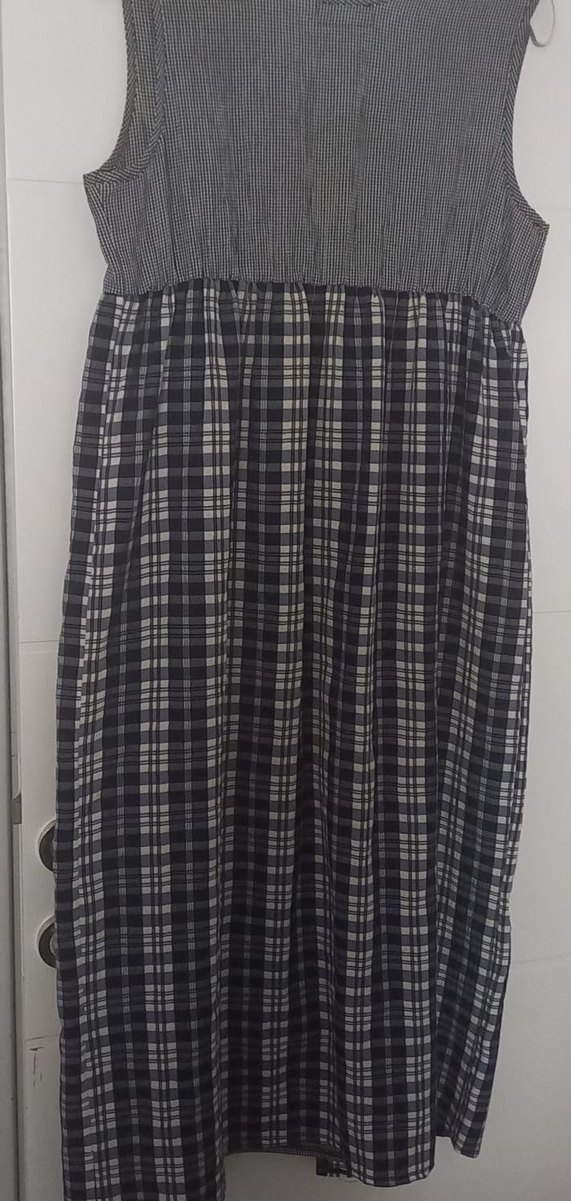 Gri Düğmeli Keten Hamile elbise - Görsel 3