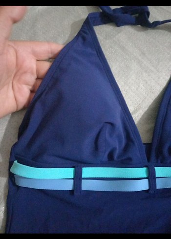 Mavi Askılı Kemerli Kadın Mayo - Görsel 5