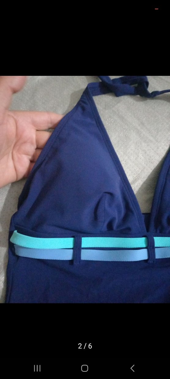 Mavi Askılı Kemerli Kadın Mayo - Görsel 5