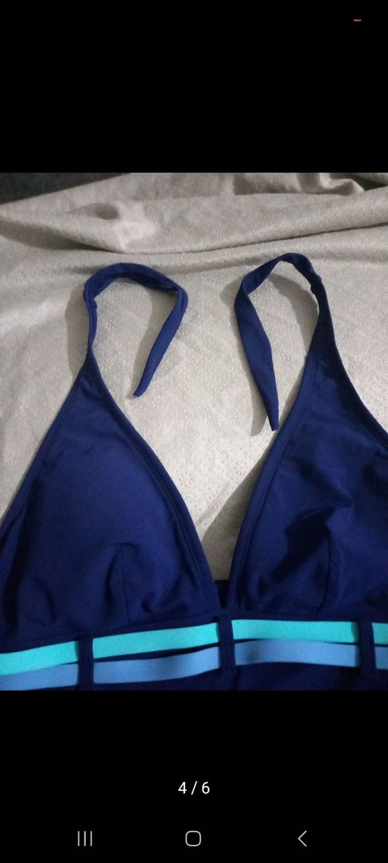 Mavi Askılı Kemerli Kadın Mayo - Görsel 4