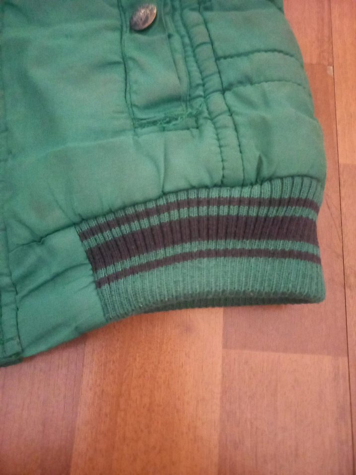 Düğmeli Kapüşonlu Erkek Çocuk Yeşil Mont - Görsel 4