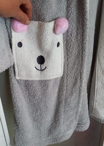 Uzun Kollu Gri Kadın Ev Sabahlığı - Görsel 4