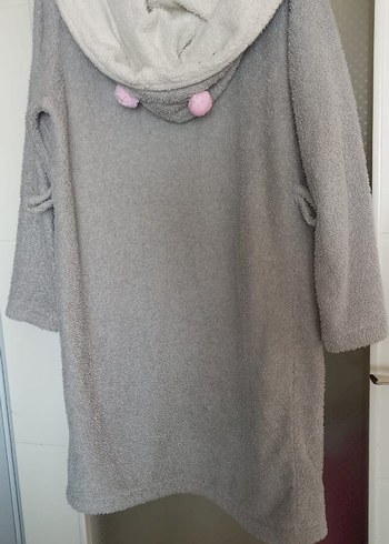 Uzun Kollu Gri Kadın Ev Sabahlığı - Görsel 2