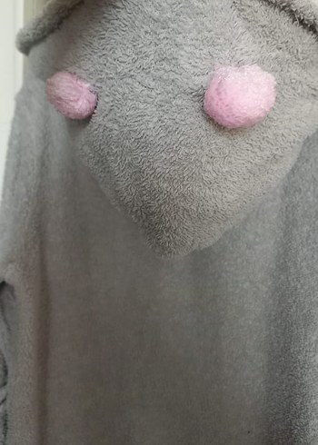 Uzun Kollu Gri Kadın Ev Sabahlığı - Görsel 3