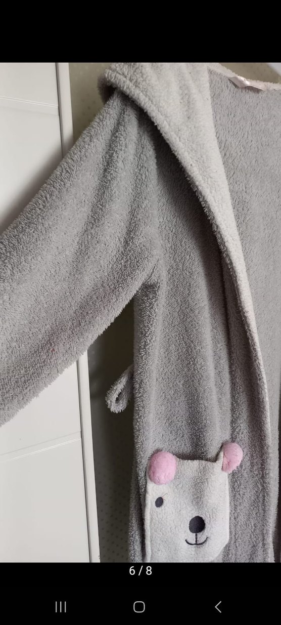 Uzun Kollu Gri Kadın Ev Sabahlığı - Görsel 5