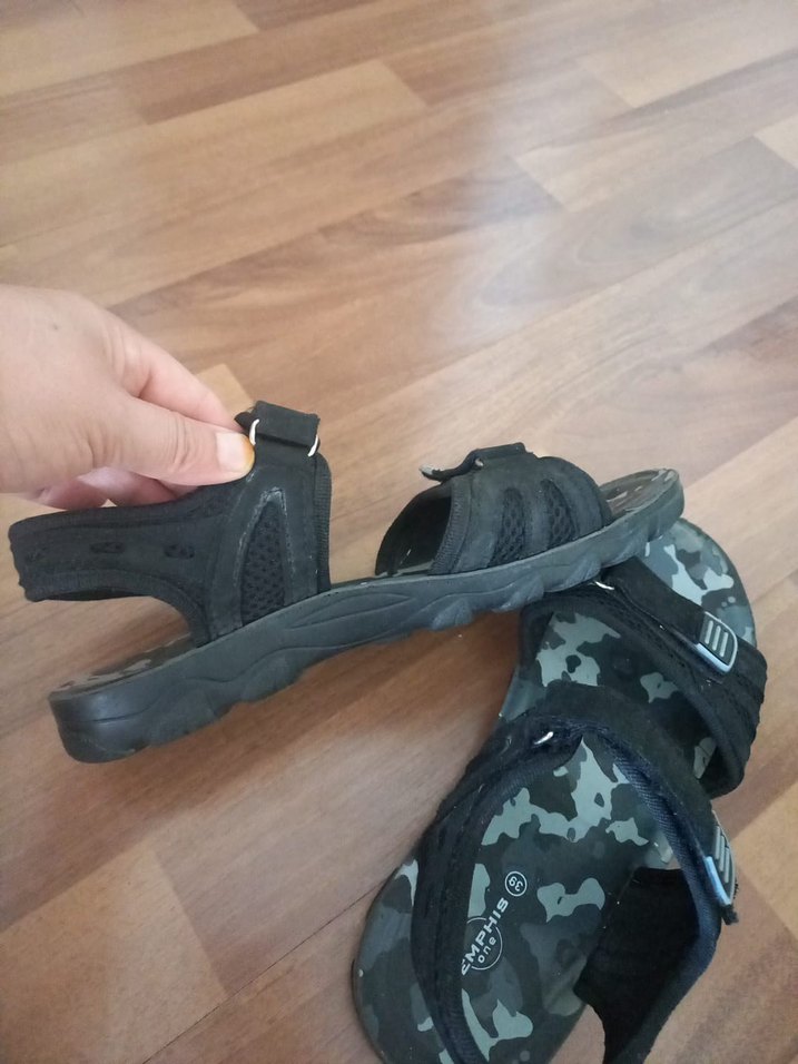 Kamuflaj Desenli Siyah Erkek Çocuk Sandalet - Görsel 2