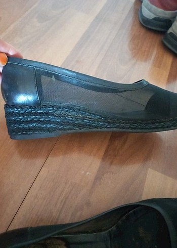 Kadın Siyah Pliseli Dolgu Topuk Espadril.bambi marka - Görsel 2