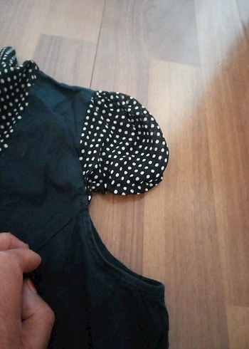 l Beden koton marka Siyah Bluzu, Kısa Kollu, Midi Boy