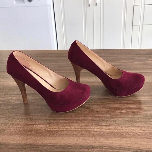 Bordo topukLu ayakkabı