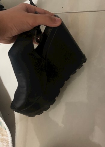 37 Beden siyah Renk Kadın Siyah Dolgu Topuklu bağcıklı Ayakkabı