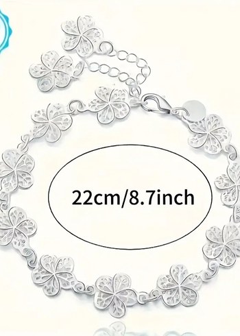 925 Ayar gümüş,Dantel Çiçek Desenli  Kadın Bileklik - Görsel 6