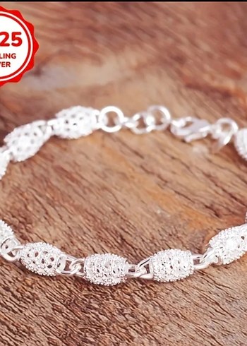 925 Ayar gümüş bileklik Simli Zincir Detaylı - Görsel 5