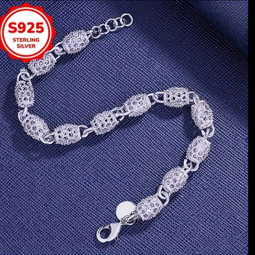 925 Ayar gümüş bileklik Simli Zincir Detaylı - Görsel 2