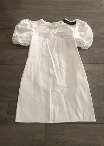Trendyol & Milla Beyaz Kısa Kollu Mini Keten Elbise