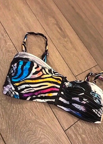 Diğer Renkli Zebra Desenli Mini Bikini Üstü