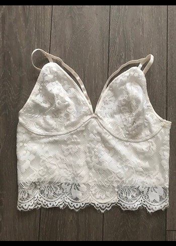 Beyaz Vintage Dantel Bohem Bralet