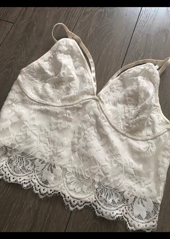 s Beden Beyaz Vintage Dantel Bohem Bralet