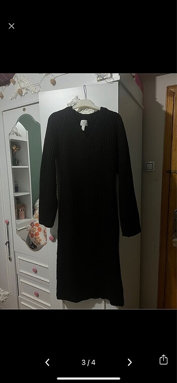 m Beden H&M SiyaH ÖrgüLü Elbise
