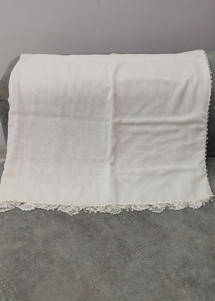 Oyalı beyaz tülbent - Görsel 2